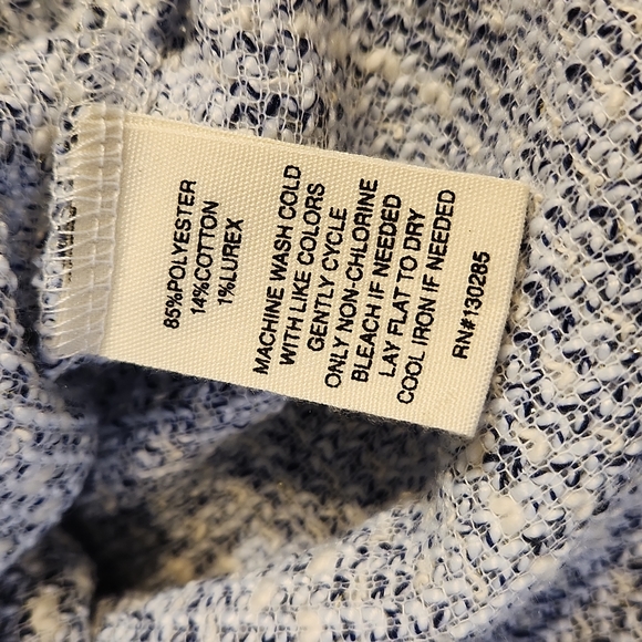 Per Se Tunic Blue & Metallic Printed Long Sleeve with Scoop Neck Sweater $440 - Picture 7 of 8